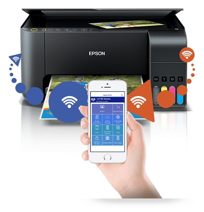 Impressora Multifuncional Epson EcoTank L3150 - Tanque de Tinta Wi-Fi Colorida USB