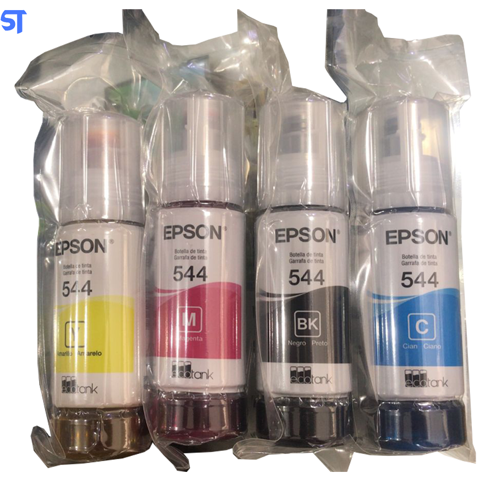 Kit Refil de Tinta 4 Cores Epson 544-Preto/Amarelo/Cyan/Magenta- Original Para L3110/L3150/L3250