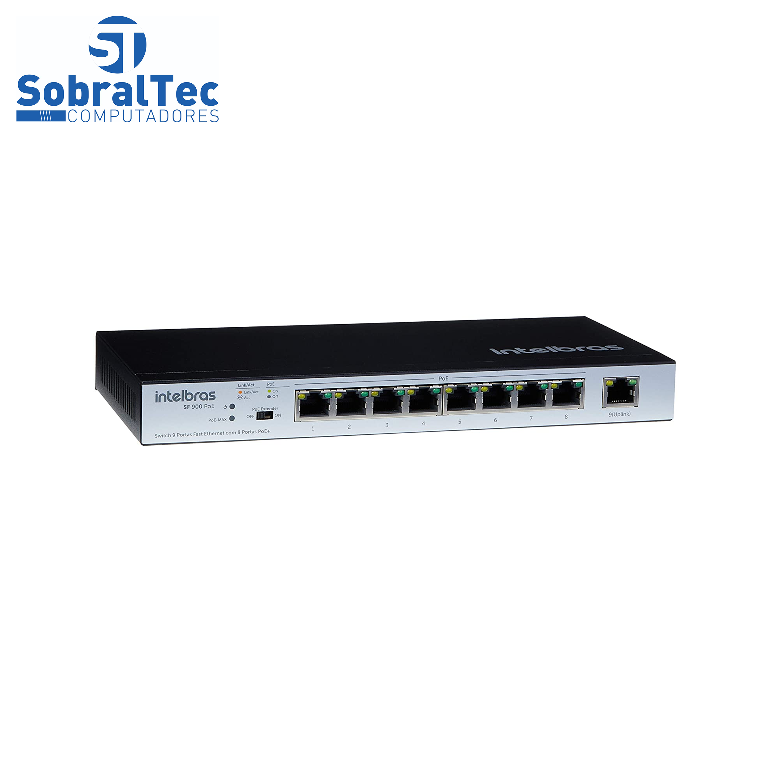 Switch 9 Portas 9P Fast Com 8 Portas POE+ SF 900 POE Intelbras