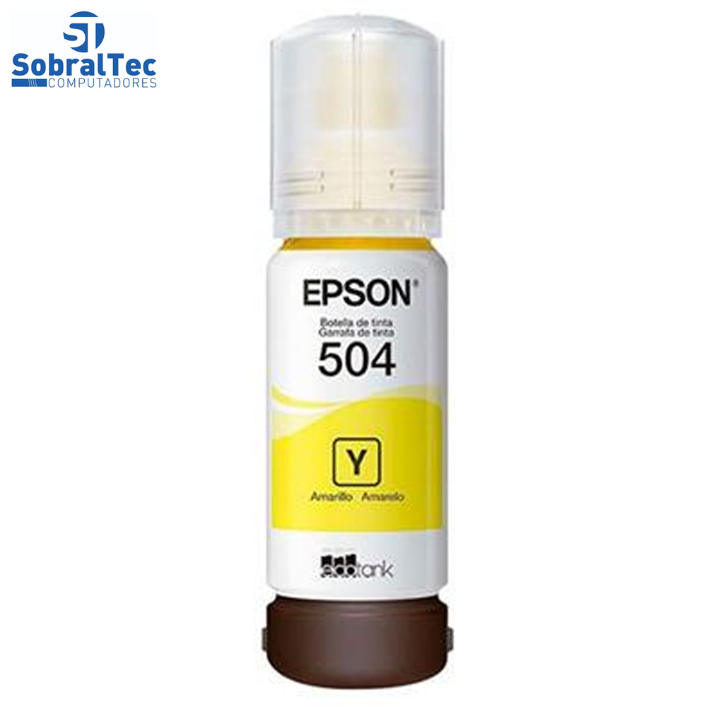 Refil de Tinta Epson Amarelo 504 Original T504 Para Ecotank L4150 / L4160 / L4260 / L6171 / L6161 / L6191