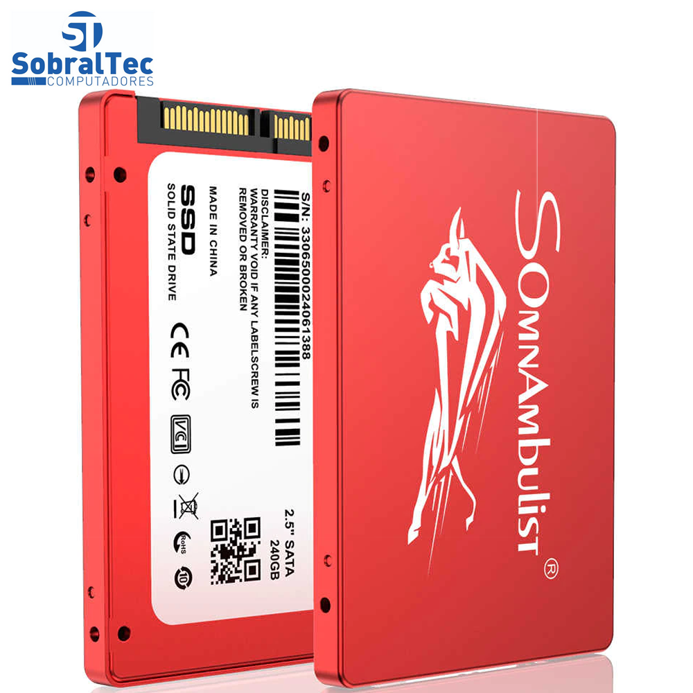 HD SSD 120gb 500Mb/s Para Leitura 390Mb/s Para Gravação Somnambulist- Vermelho
