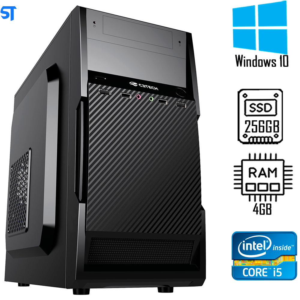 Computador Core i5 2500- HD SSD 256GB - Memória 4GB - Gab MT-25V2BK- Windows10