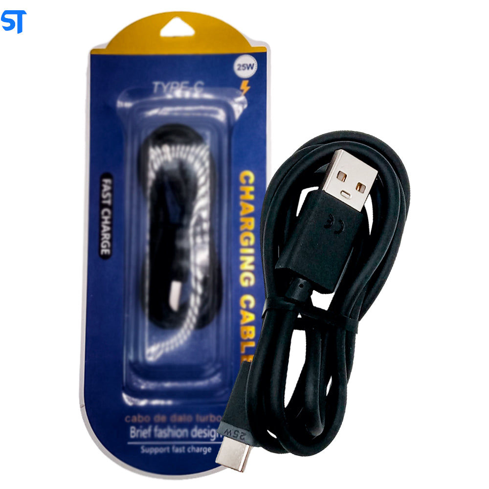Cabo Motorola Carregamento Rápido Turbo USB á Tipo C 25W - Preto - Caixa Azul