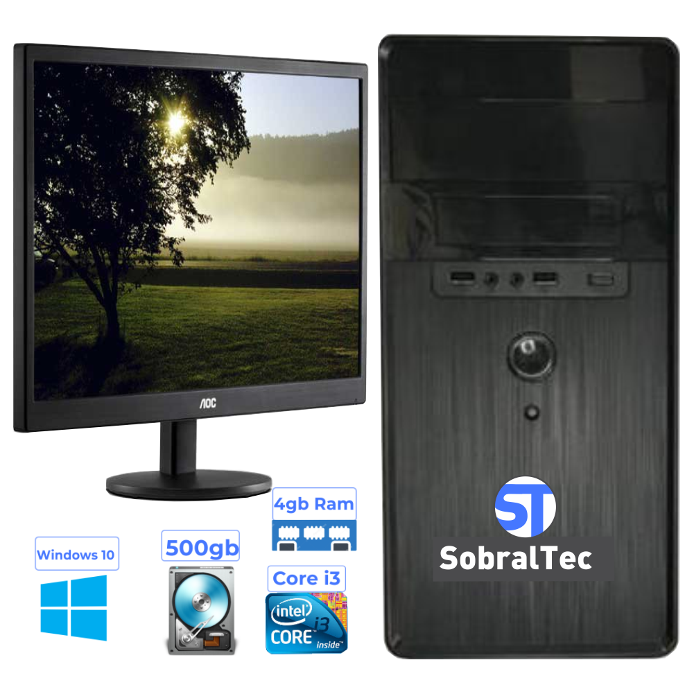 Computador Cpu SobralTec Core i3-3220 Hd 500Gb Memória 4Gb Configurável