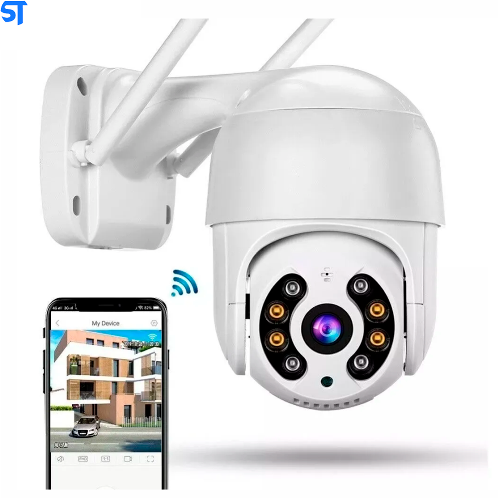 Câmera IP Mini Speed Dome WiFi Externa 3MP S/Cartão Alerta De Duas Vozes Detecção Humana-Áudio-IR Visão Noturna- A8-3MP-