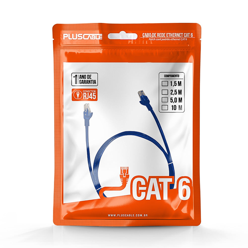 Cabo de Rede Cat.6 10M PC-ETH6U100BL Patch Cord PlusCable