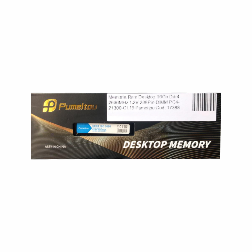 Memória Ram Desktop 16Gb Ddr4 2666MHz 1.2V 288 Pin-DIMM PC4-21300-CL19 Pumeitou