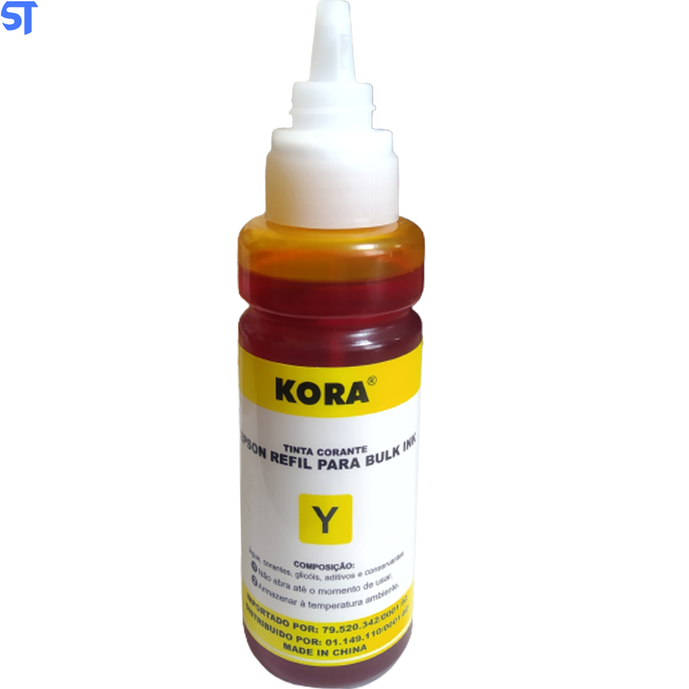 Tinta Refil Bulk Ink Y  Compativel Epson Corante Amarelo 100Ml Yellow Kora R-EP100Y