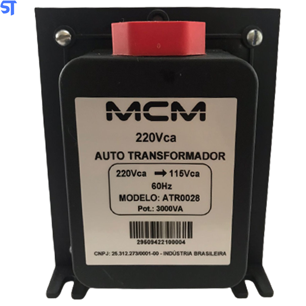 Transformador MCM 3000VA Bivolt 110/220 e 220/110 3000 VA Com Adaptador de Tomada