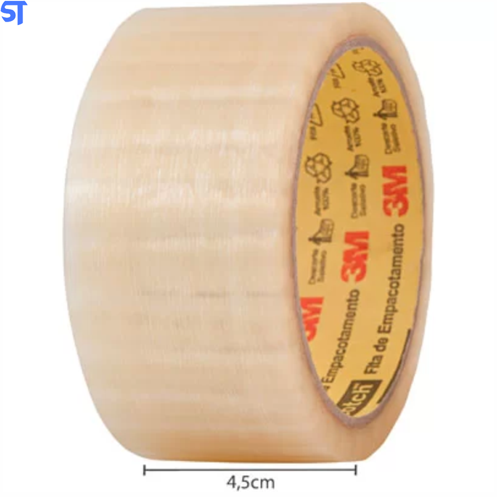 Fita Para Empacotamento PVC 45 x 45 Transparente Escoth 3M ( Pacote com 4 Fitas)