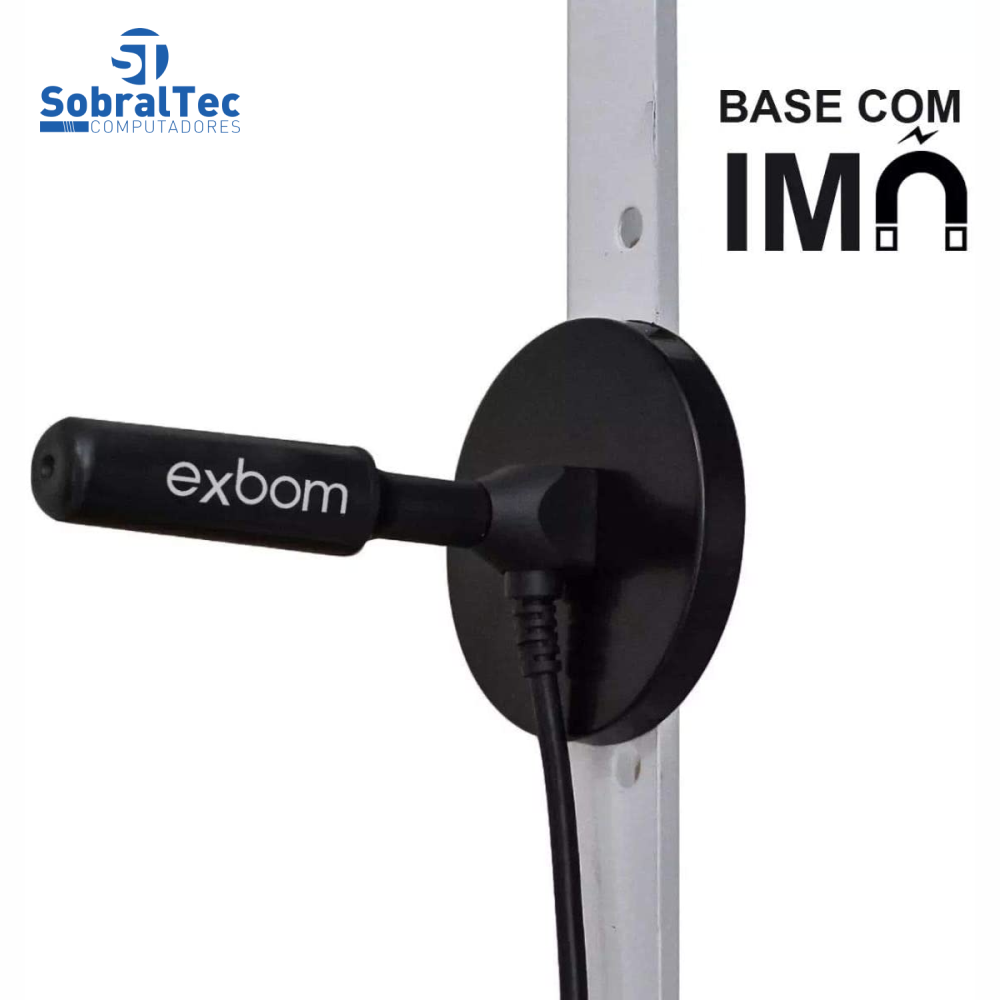 Antena Digital HDTV UHF VHF Interna Externa 5m Base Imã  4dBI Exbom AN-I4050A