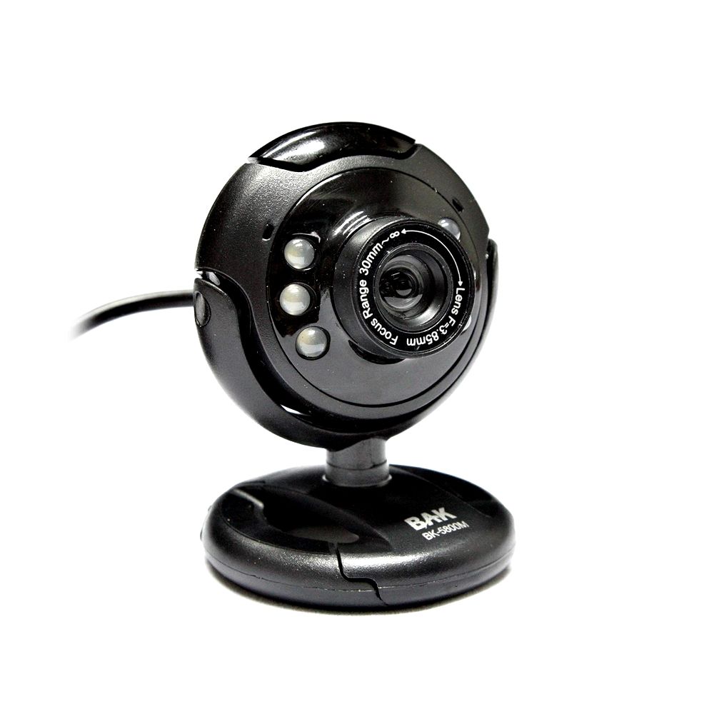 Webcam Webcam Bak Bk-5800m Fone + Led Preta
