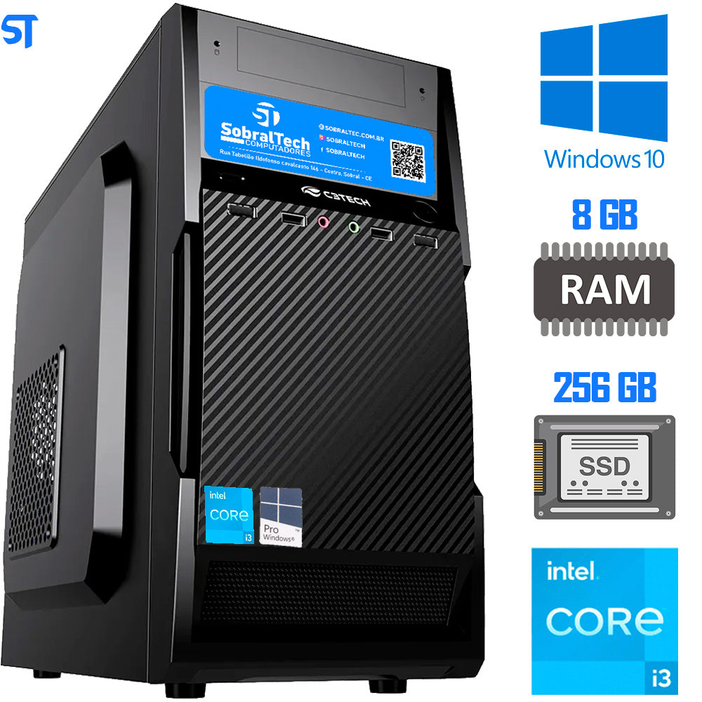 Computador Core i3-3220- HD SSD 256GB - Memória 8GB - Gab MT-25V2BK - Windows 10 Pro Mouse Pad Brinde