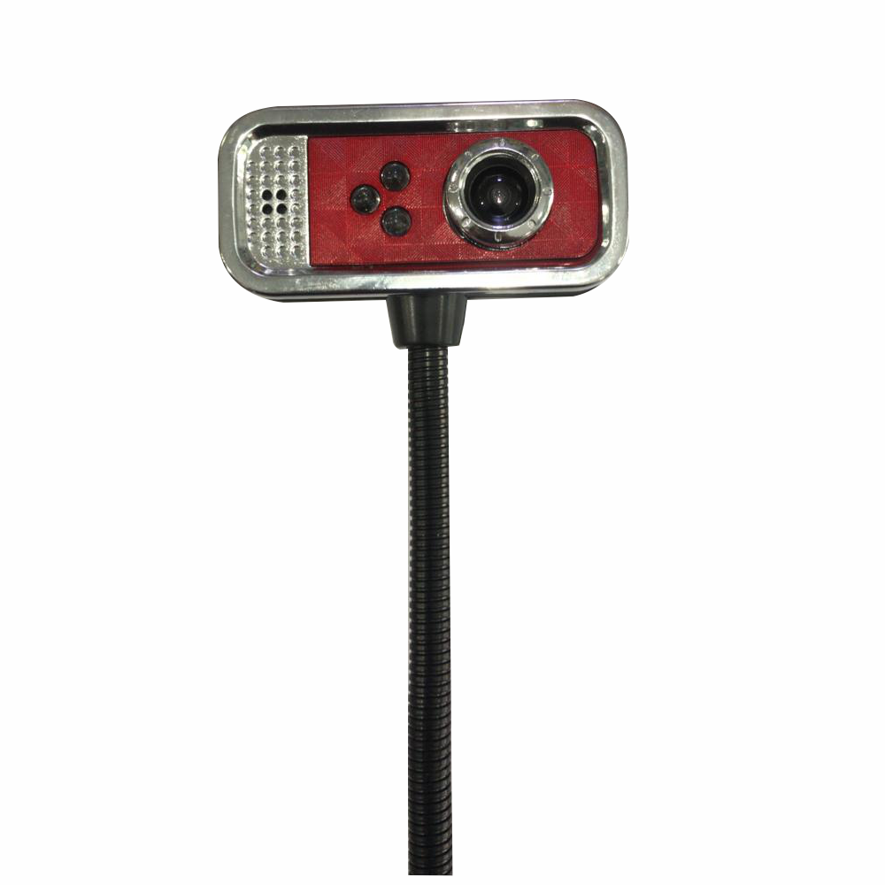 Webcam De Mesa 480 Pixels Com Microfone Cabo Usb Vermelho Com Prata