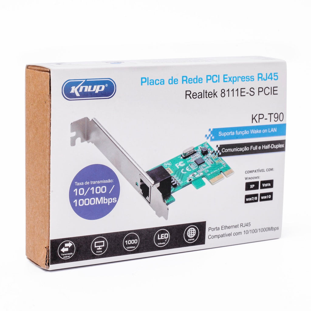 Placa de Rede Pci Express RJ45 10/100/1000Mbps Realtek 8111E-s knup Kp-T90