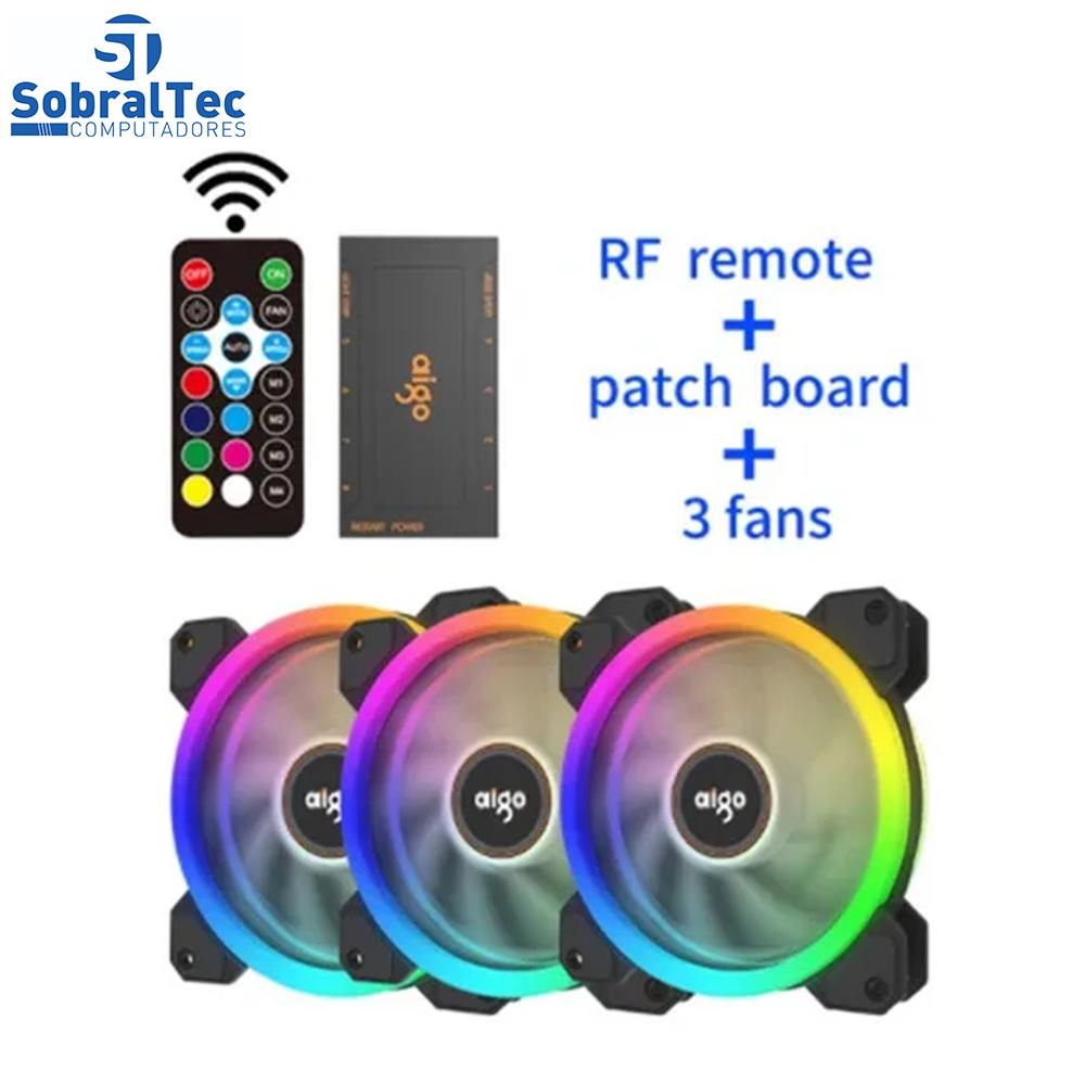 Cooler Fan RGB Gamer Aigo DR12 RGB - 3 em 1 Com Controle