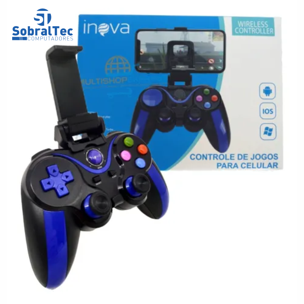 Controle Joystick Wireless Para Celular IOS Android e Windows Inova Con-8418