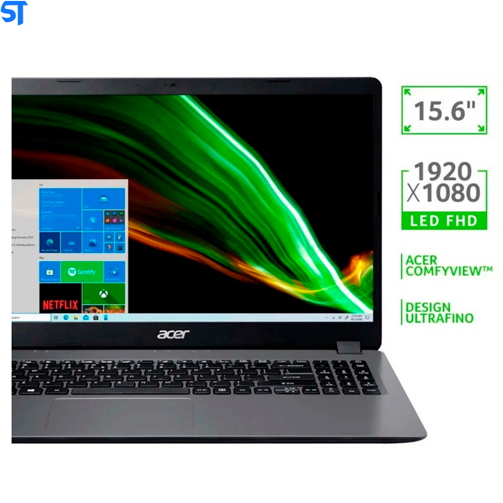 Notebook Acer Aspire 3 A315-56-356Y Intel Core i3 10ª Gen 4GB 256GB SSD 15,6' FHD Windows 10 Home