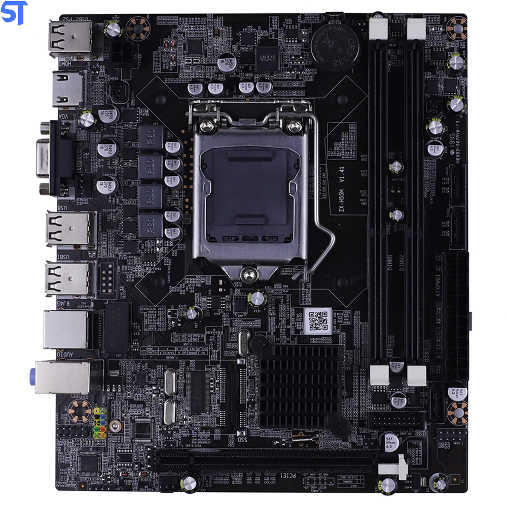 Placa Mãe Wovibo H55 LGA 1156 DDR3 Dual Channels Memória 8G Suporte A I3 I5 I7 Xeon