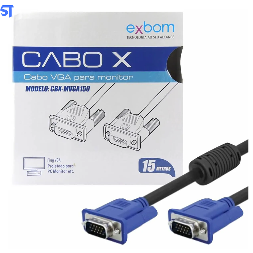 Cabo de Vídeo Vga 15 Metros Exbom Cbx-Mvga150