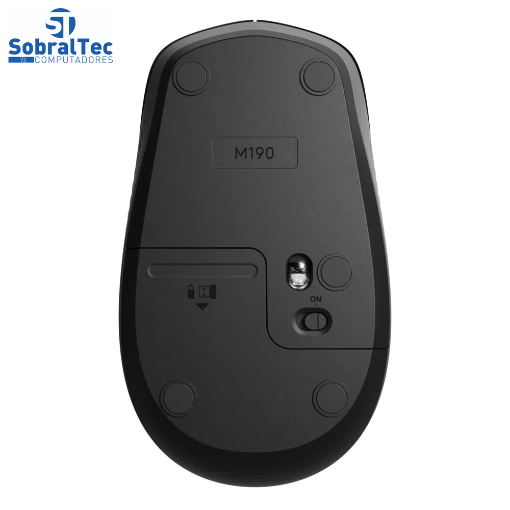Mouse Sem Fio Logitech Óptico 1000DPI 3 Botões - M190 Preto