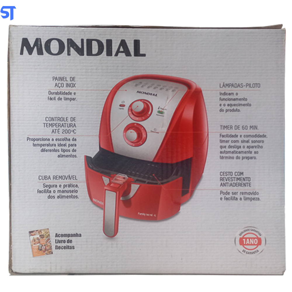 Fritadeira Elétrica Air Fryer Mondial AFN-40-RI 4L Inox/Vermelha - 220V