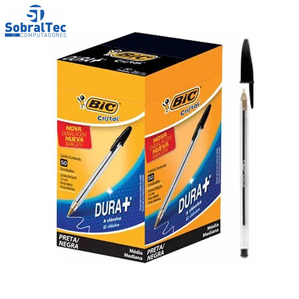 Caneta Esferografica Bic Cristal Dura+ 1.0 mm Preta