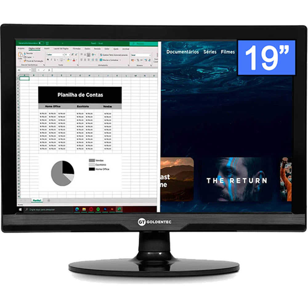 Computador Core i3-6100-6G-SSD 256GB-Memória Ram 8GB- Slim Horizontal e Vertical- Com Monitor 19 HDMI e Teclado e Mouse