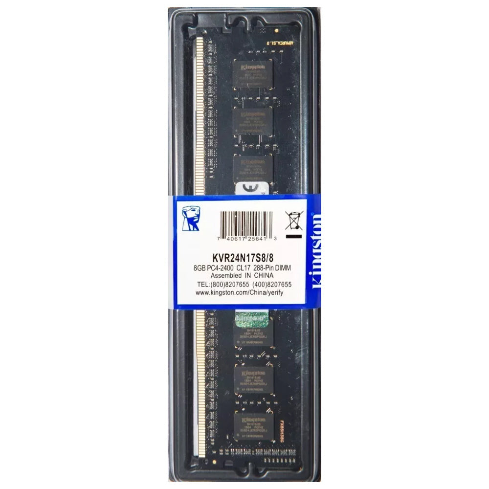 Memória Ram Desktop 8GB 2400MHz DDR4 Kingston KVR24N17S8/8 - Preta