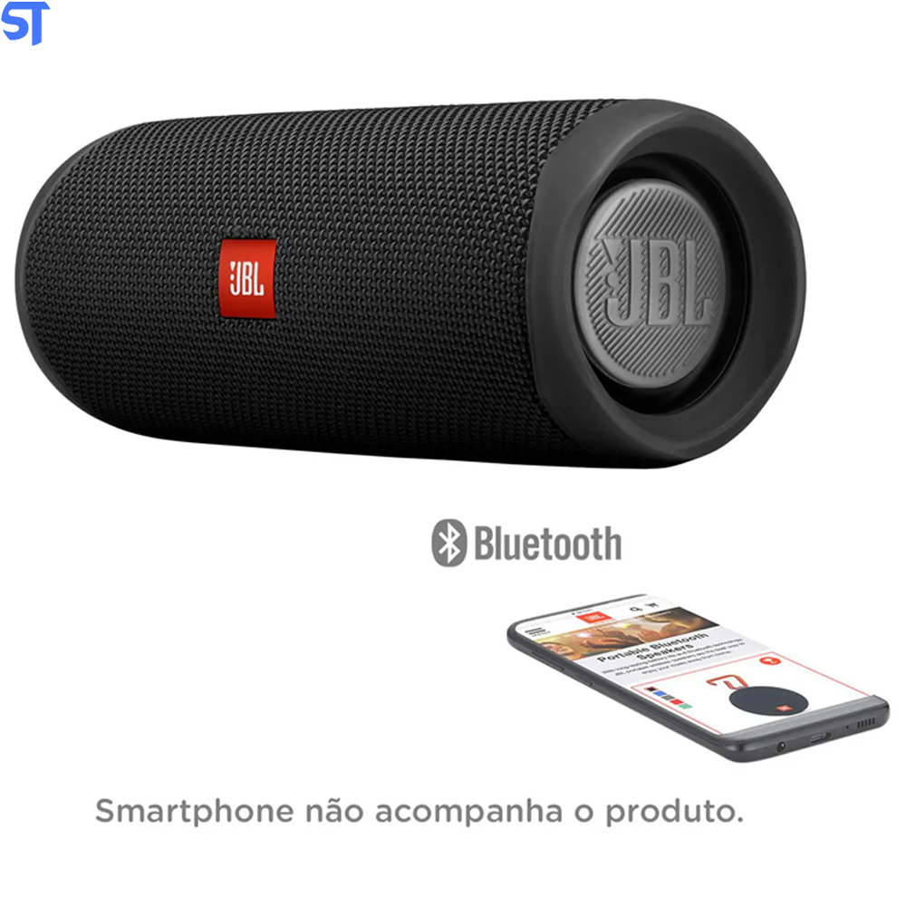 Caixa de Som Bluetooth JBL Flip 5, À Prova D’água com 20W para Android, iOS e Windows Phone – Preto