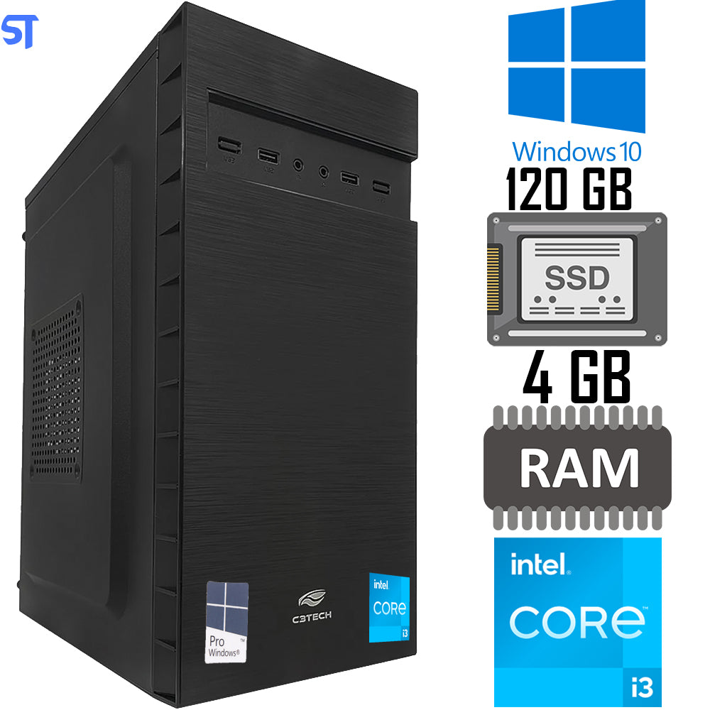 Computador Core i3-2100-SSD 120GB-Memória Ram 4GB-Gab MT-32BK-Windows 10