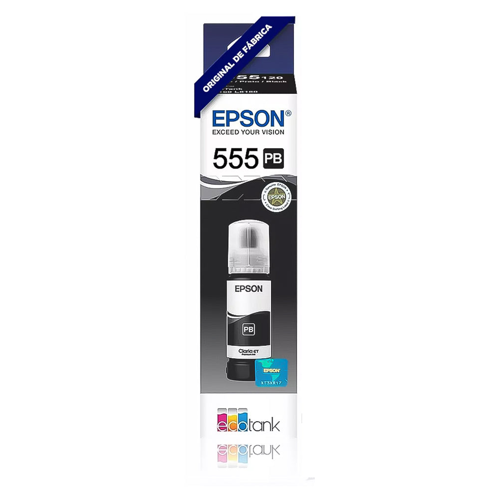 Refil Garrafa de Tinta Epson 555 Preto T555120-AL Para L8180 L-8180 8180 Original 70ml