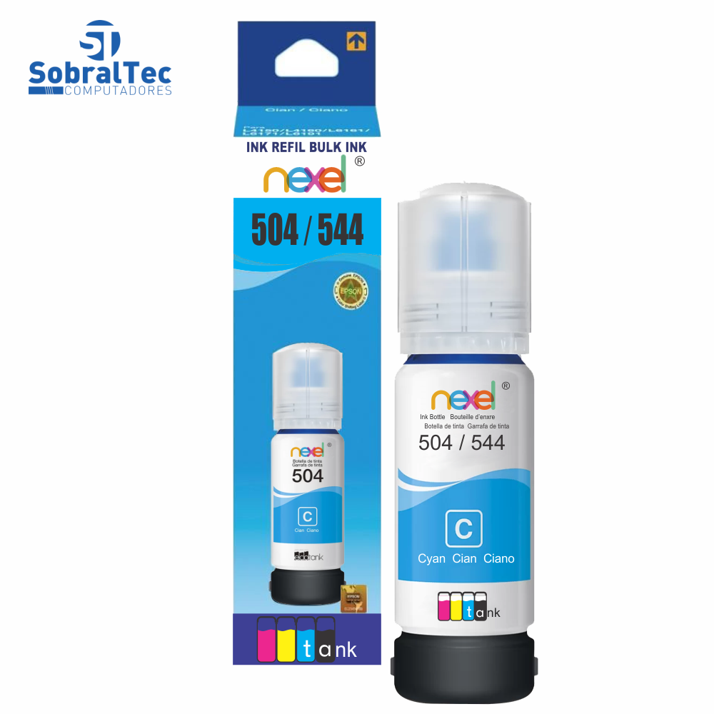 Tinta Refil Bulk Ink Compativel Epson Corante 70Ml Cyan - 504/544 Nexel Para Ecotank L3150 / L3110 / L5190 / L3250