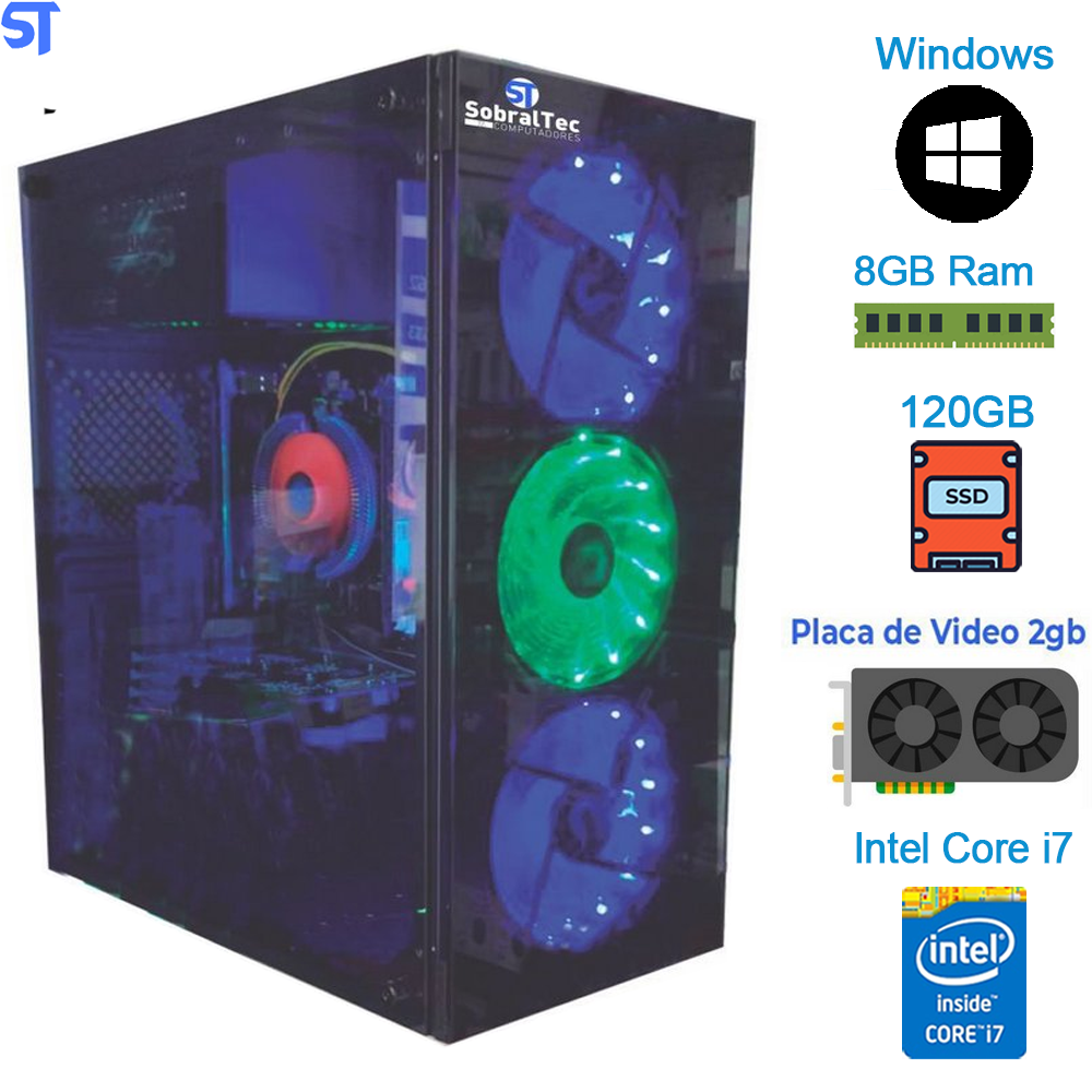 Computador Gamer i7- 3770- 3.4 GHZ- HD SSD 120 GB Memória 8GB Placa Video 2 GB 128Bits