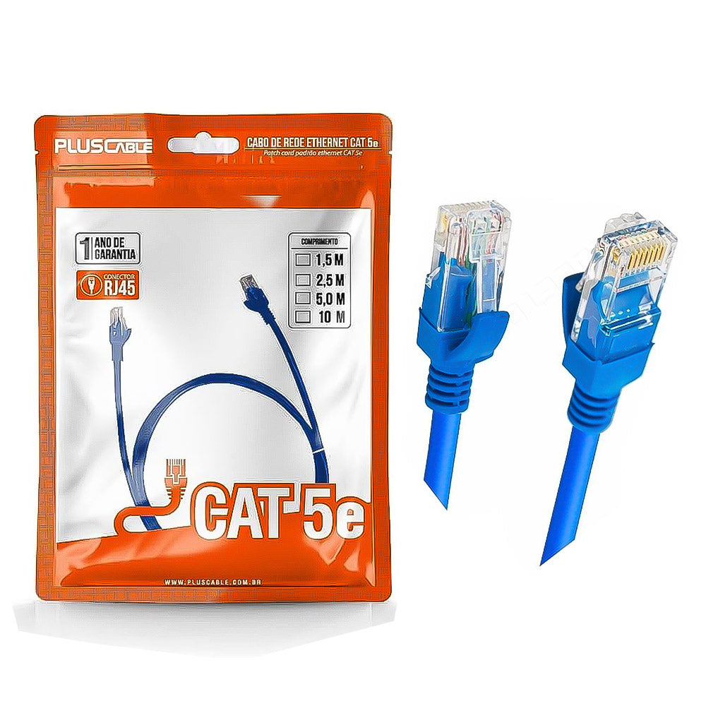 Cabo de Rede Cat.5E 5M PC-ETHU50BL Patch Cord PlusCable