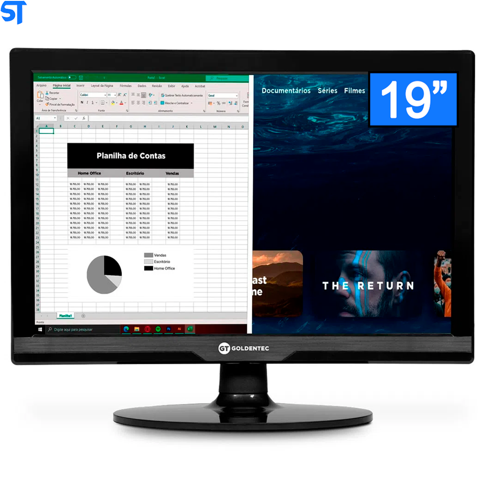 Computador Completo Intel® Core i5-2500 3.3Ghz - 4GB Ram - 256GB SSD - Monitor 19" Led - Teclado e Mouse