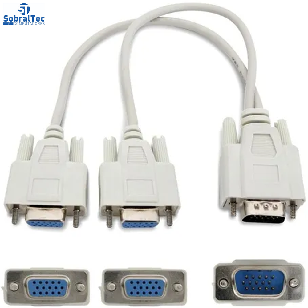 Cabo Extensor VGA  Macho Para 2 Fêmea 20Cm