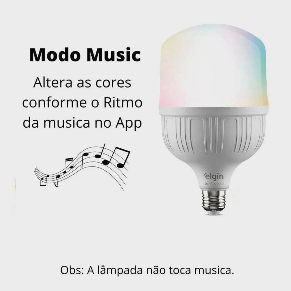 Lampada Bulb LED T 20W Bivolt RGB WIFI Elgin 48LSB20WIFI0 Compatível Com Alexa e Google Home