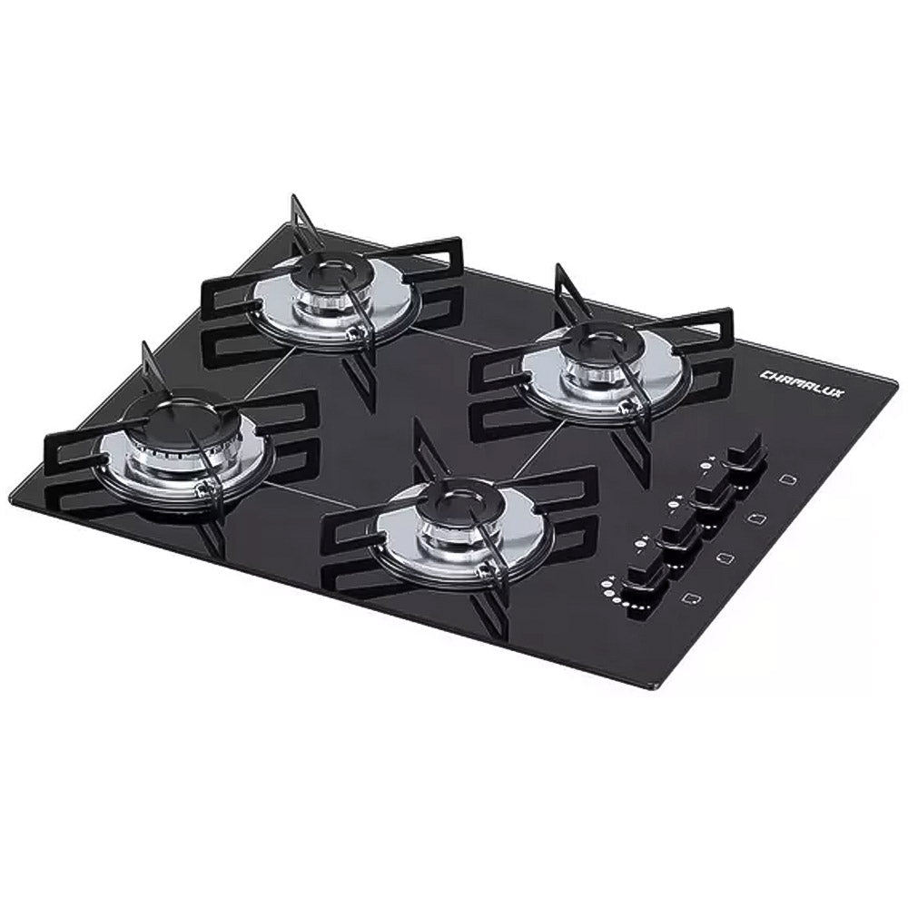 Fogão Cooktop Gás Chamalux 4 Bocas Ultra Chama Preto 127V/220V