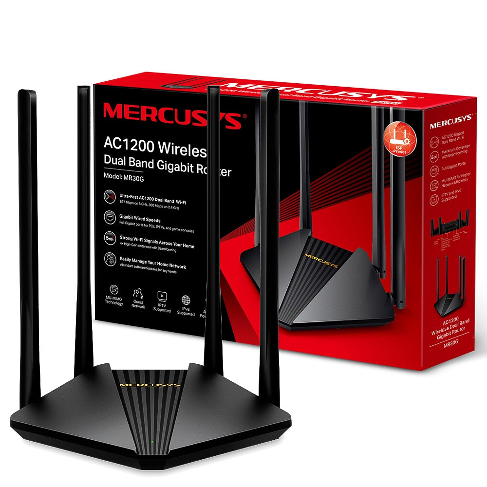 Roteador Mercusys Wireless Dual Band AC1200 MR30G Giga