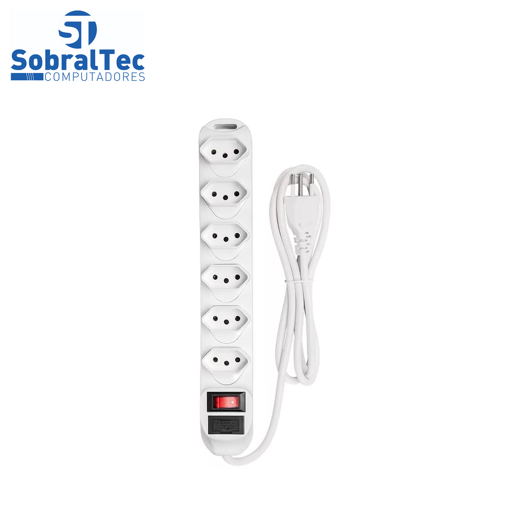 Protetor Eletrônico Intelbras com 6 tomadas EPE 1006, Branco 1,50MT