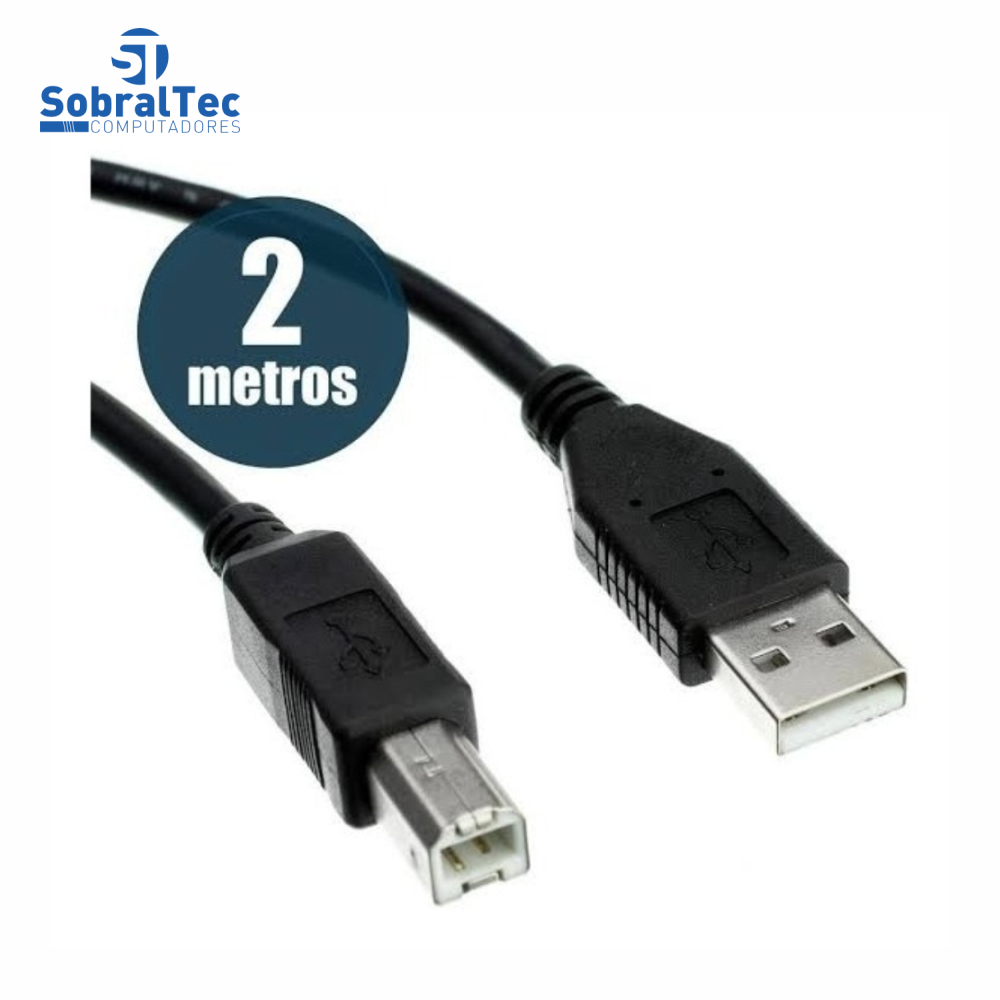 Cabo Para Impressora USB 2 Metros 2.0 AM+BM OD4.8  Com Filtro Exbom CBX-U2AMBM20