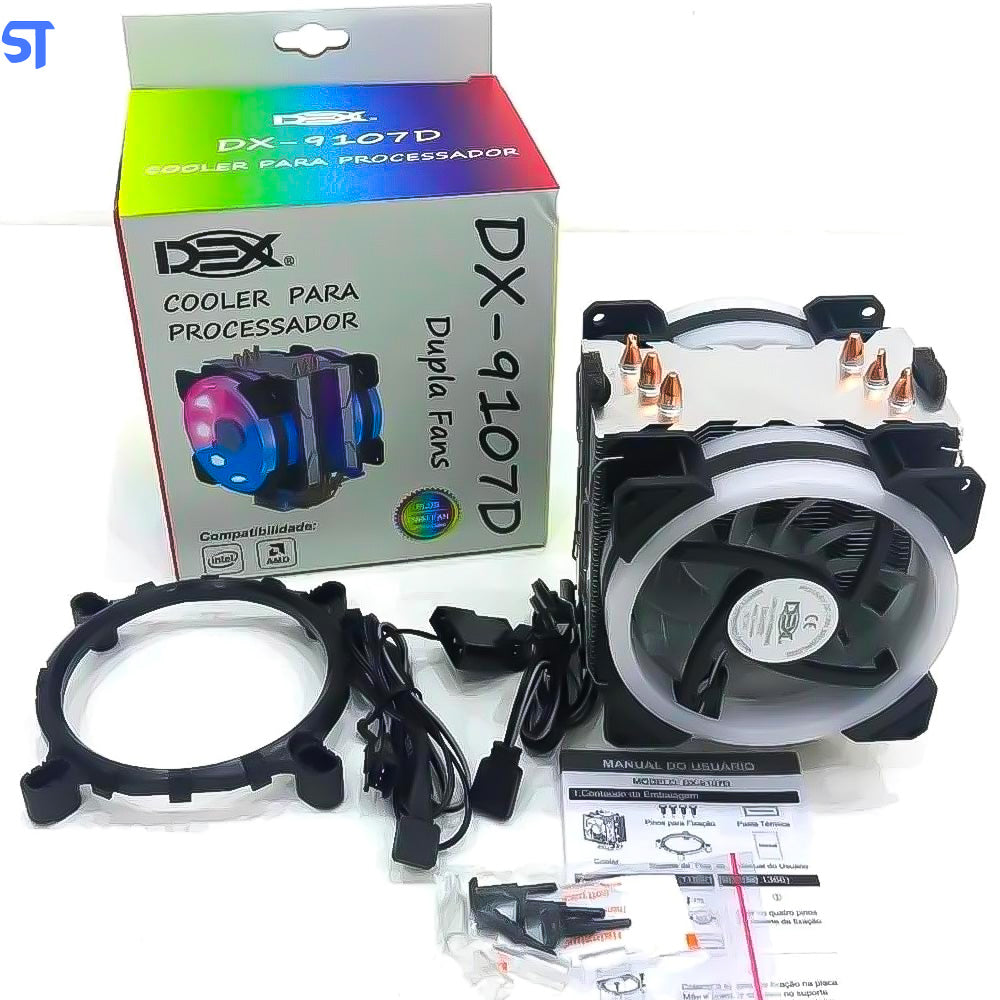 Cooler Gamer Para Processador Dupla Fan LED/Dissipador DX-9107D
