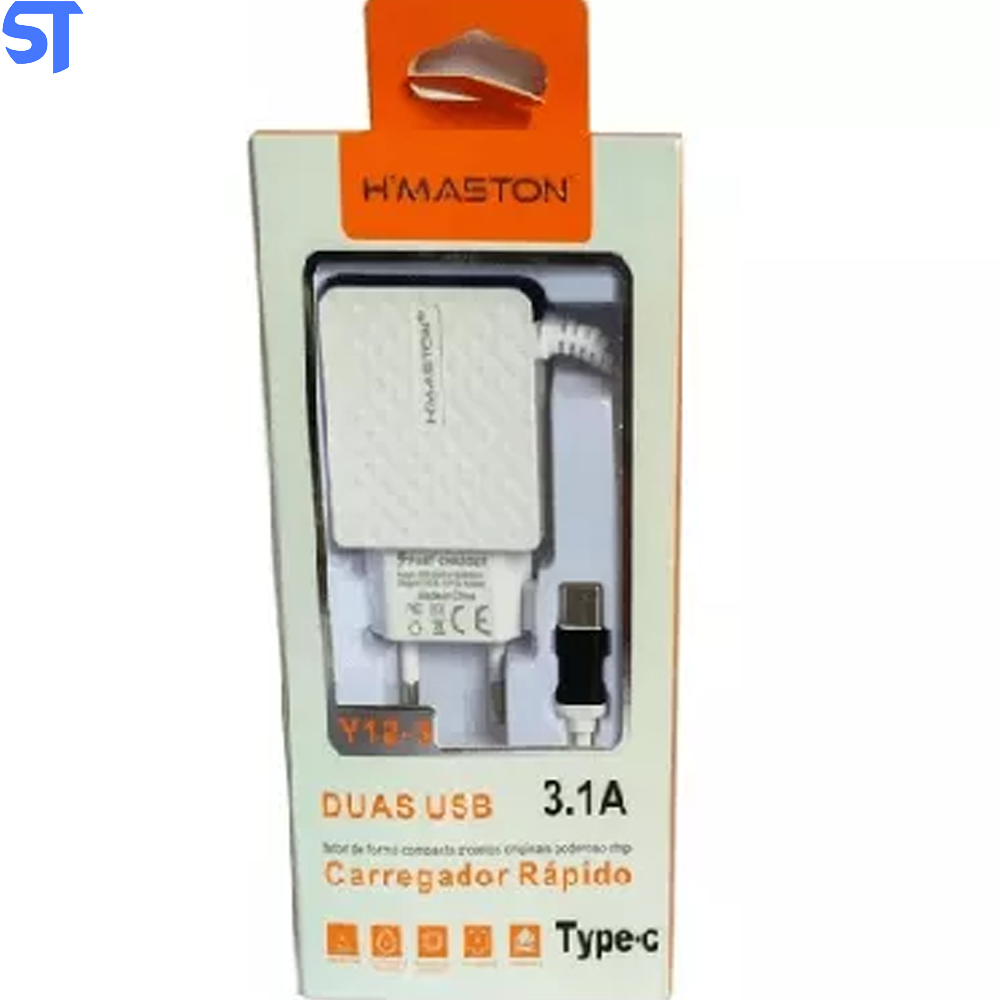 Carregador Rápido Para IPhone Com Duas Usb 3.1A H'maston Y12-2