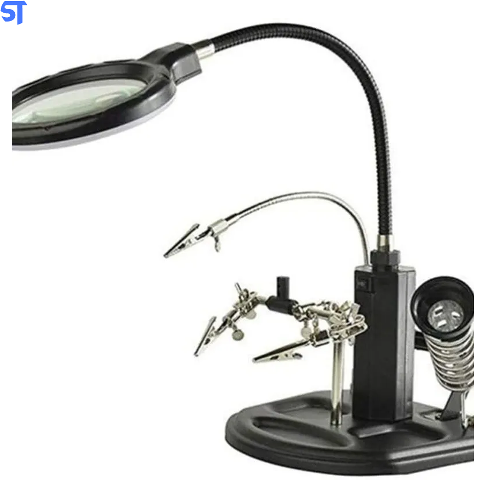 Estação de Trabalho 12D Com Garras -2 Lentes -16 LED -Articulado- Aumento Bifocal Knup KP-AA021