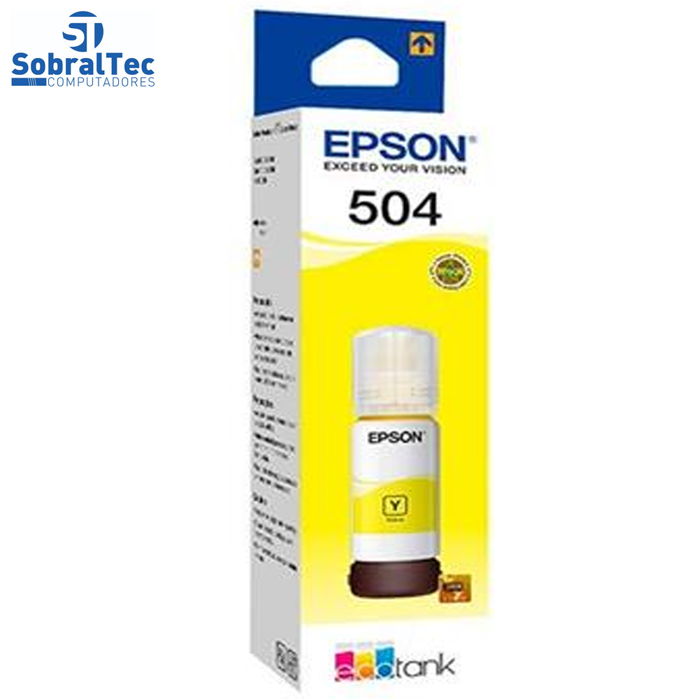 Refil de Tinta Epson Amarelo 504 Original T504 Para Ecotank L4150 / L4160 / L4260 / L6171 / L6161 / L6191