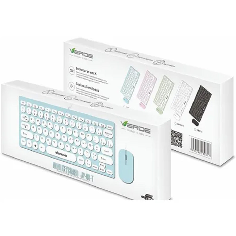 Kit Teclado mouse Branco Teclado Silenciosas Atalhos Multimidia JP-08-T - Marca Verde
