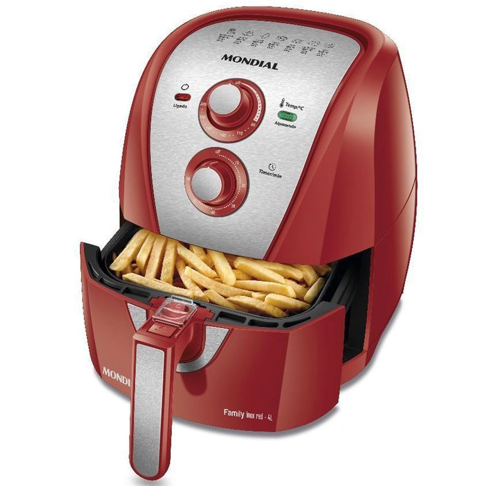 Fritadeira Elétrica Air Fryer Mondial AFN-40-RI 4L Inox/Vermelha - 220V