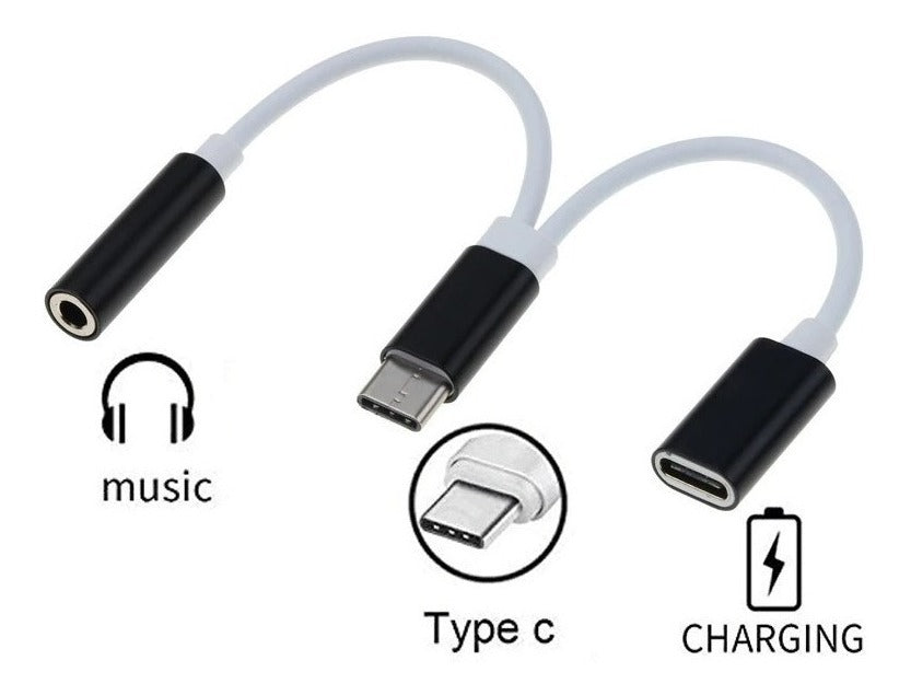 Adaptador Type C 2 in 1 Saída Dupla - Carregador + Fone P2 ZTJ-TPC-02 T-06- Verde