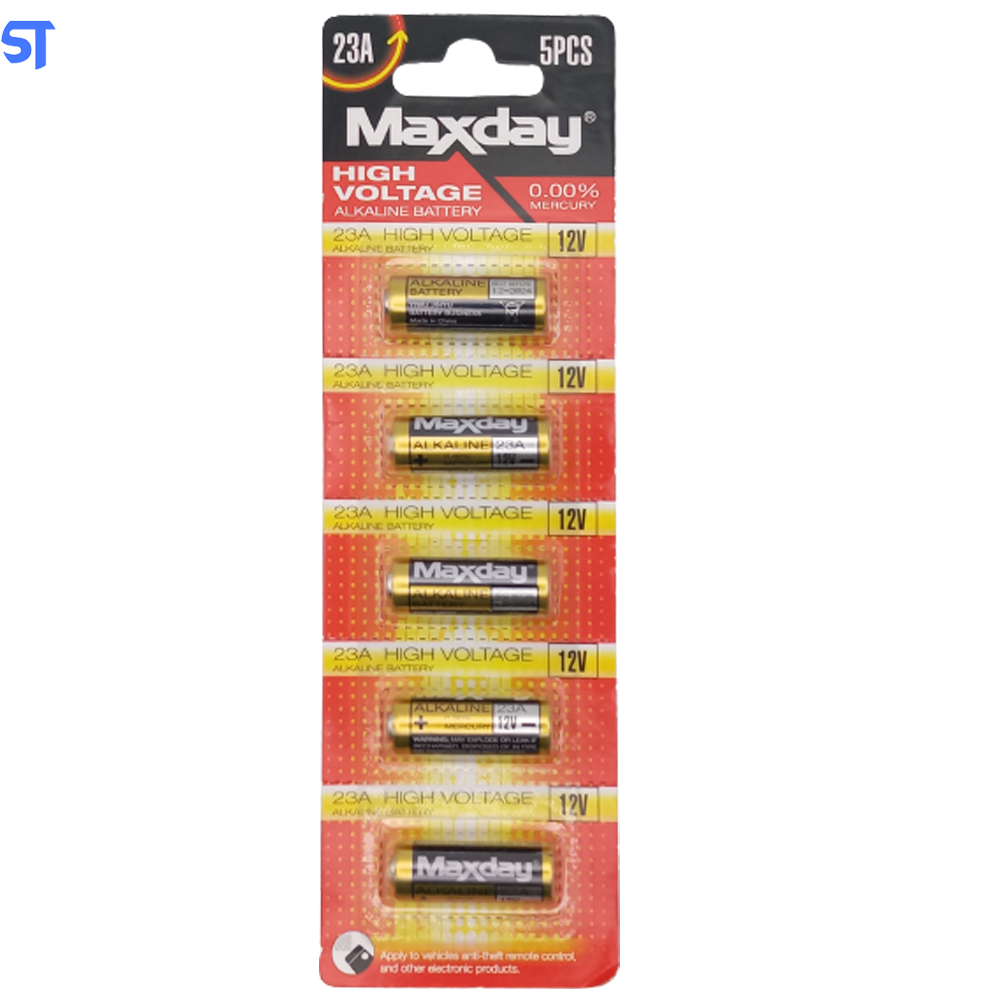 Cartela de Pilhas Alcalina MaxDay 23A 12V 5 Pcs